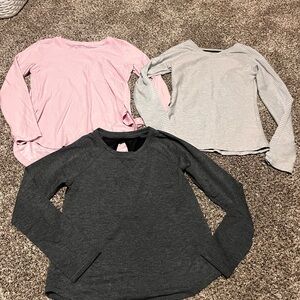 Old Navy Kids Long Sleeve Tees - Pink, Light Gray, and Dark Gray